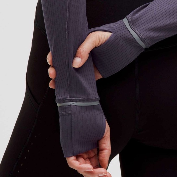 Lululemon NWOT Rulu Run Ribbed Cropped Half Zip Women’s Nightfall color - Picture 3 of 9